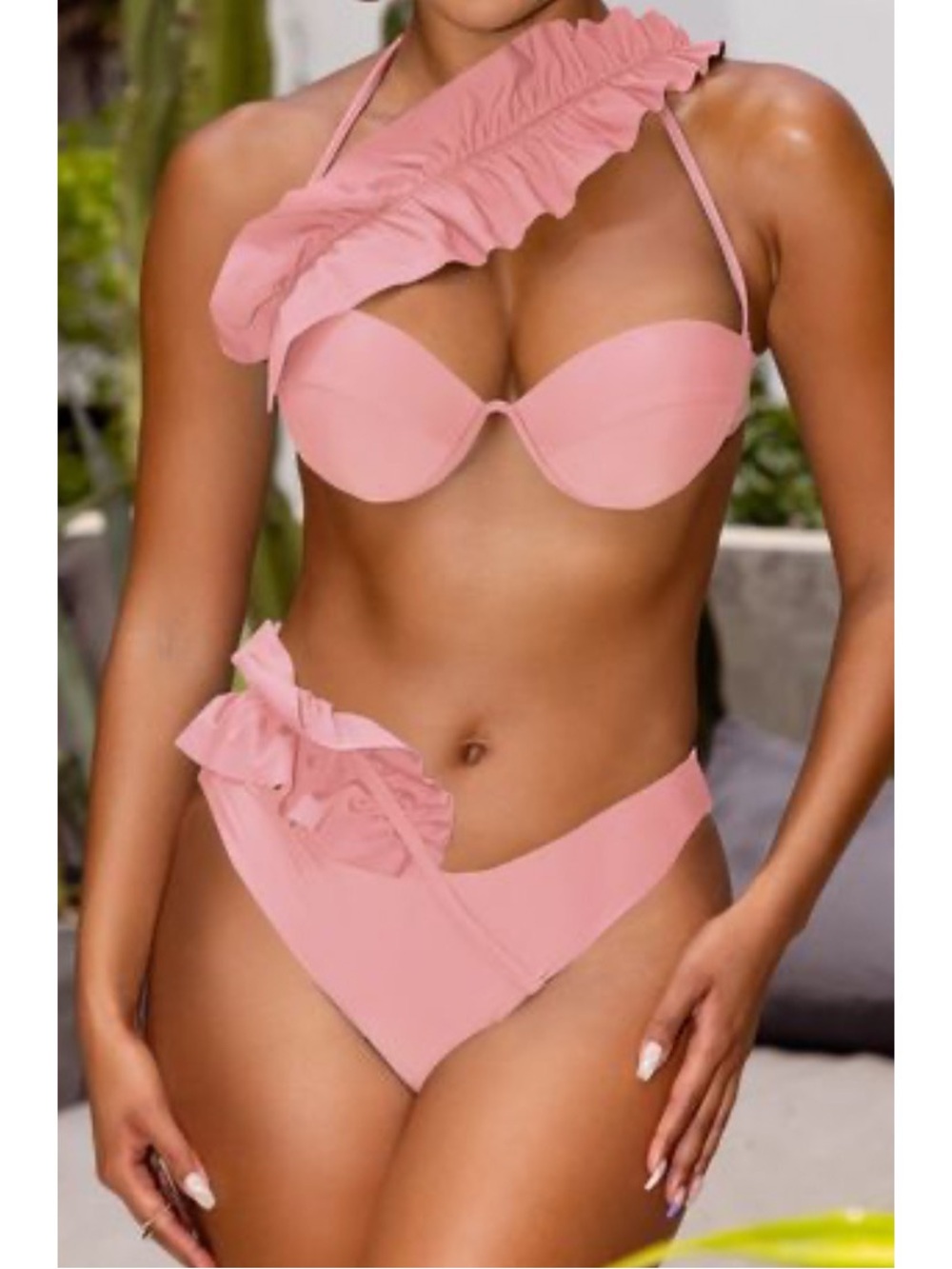 NWT Club L London Ruffle Asym Bikini Set